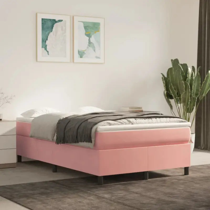 Luxueus bedframe met multiplex lattenbodem en fluweel bekleding - Roze / 120 x 200 cm / 35 cm - Bedden & bedframes