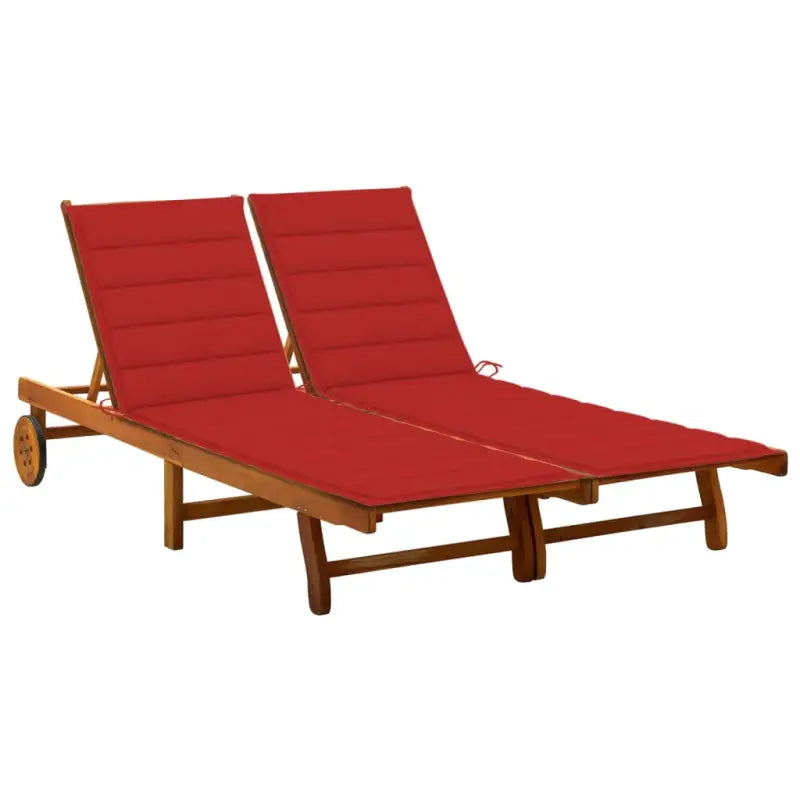 Massief acaciahout ligstoel voor ultiem ontspanning in de tuin - Rood / 200 x 123 x 85 cm / 1 - Ligstoelen