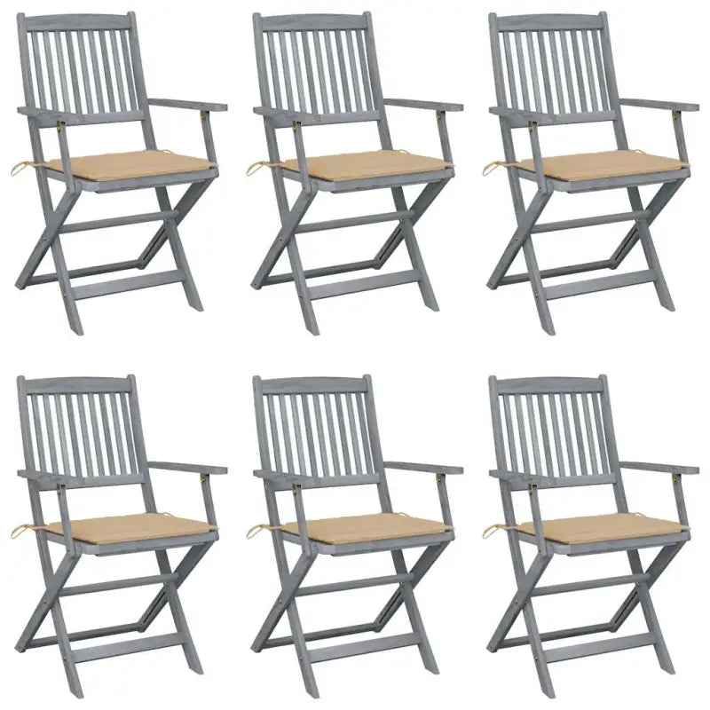 Massief acaciahout tuinstoelen met kussens voor tuin en terras - Beige / 6 - Tuinstoelen