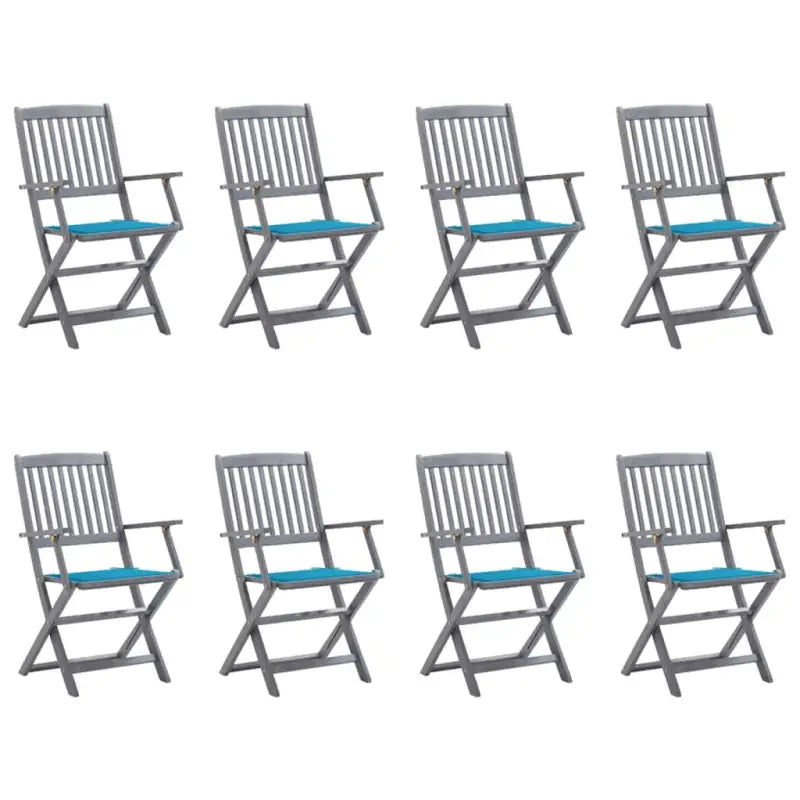 Massief acaciahout tuinstoelen met kussens voor tuin en terras - Blauw / 8 - Tuinstoelen