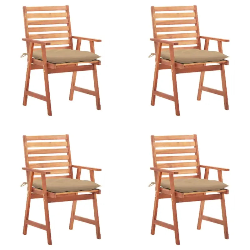 Massief acaciahout tuinstoelen set met kussens voor buiten eten - Beige / 4 - Tuinstoelen