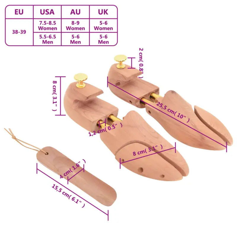 Massief Cederhout Schoenspanners voor Lage Schoenen Verlenging en Verbreding - Schoenspanners