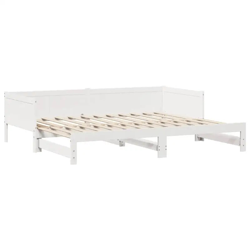 Massief Grenenhout 2-in-1 Slaapbank met Onderschuifbed - Wit / 80 x 200 cm - Bedden & bedframes