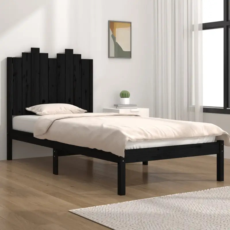 Massief Grenenhout Bedframe met aanvullende ondersteuning voor een goede nachtrust - Zwart / 100 x 200 cm - Bedden &