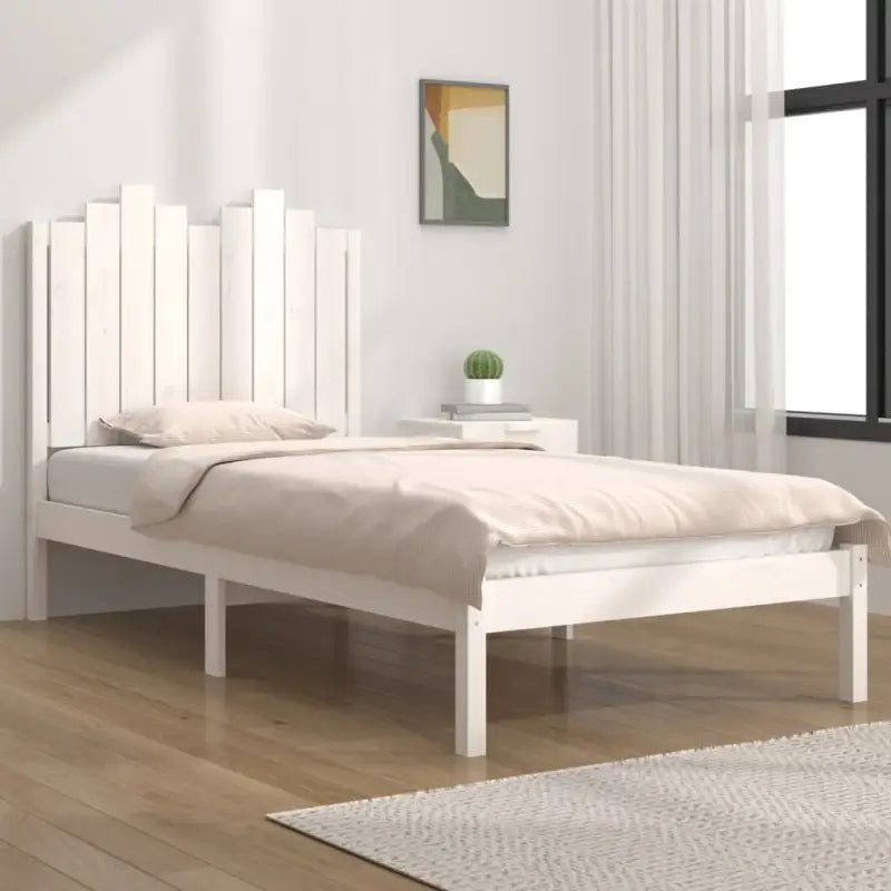 Massief Grenenhout Bedframe met aanvullende ondersteuning voor een goede nachtrust - Wit / 100 x 200 cm - Bedden &