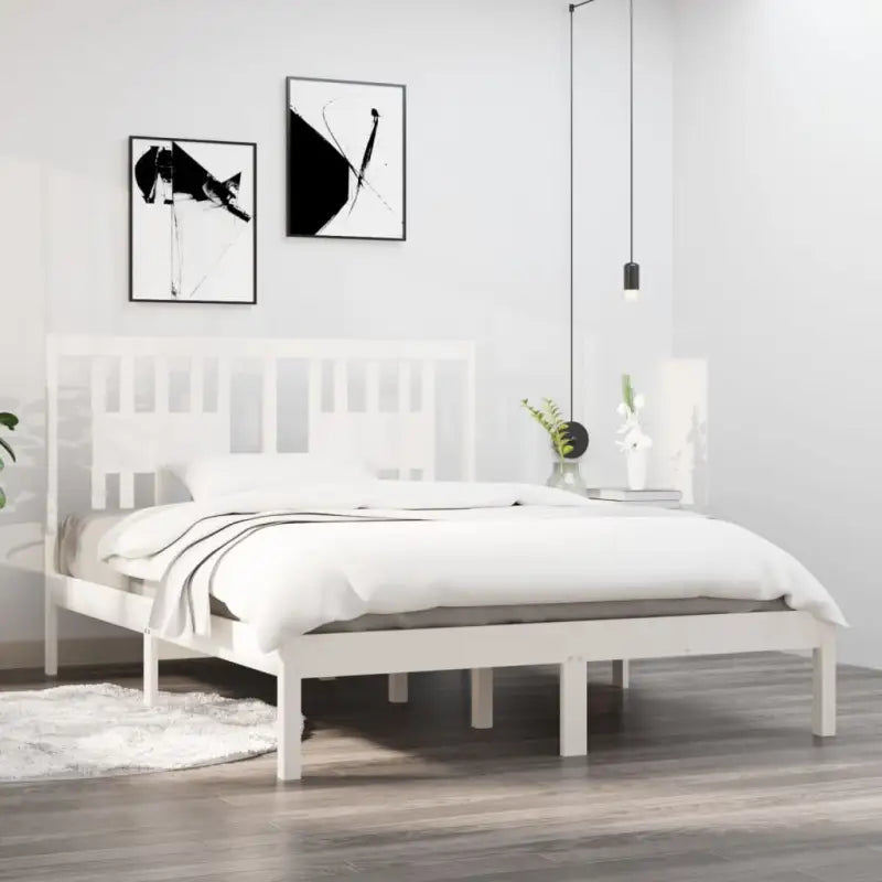 Massief Grenenhout Bedframe met aanvullende ondersteuning en levering bevat - Wit / 120 x 190 cm - Bedden & bedframes