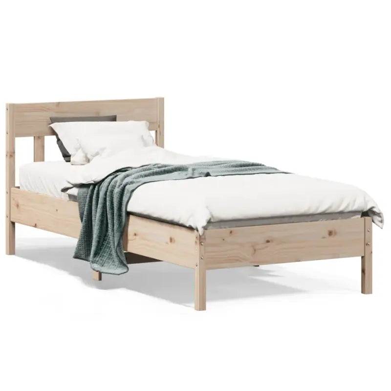 Massief Grenenhout Bedframe met Multiplex Lattenbodem voor Uitstekende Ondersteuning - Naturel / 90 x 200 cm - Bedden &