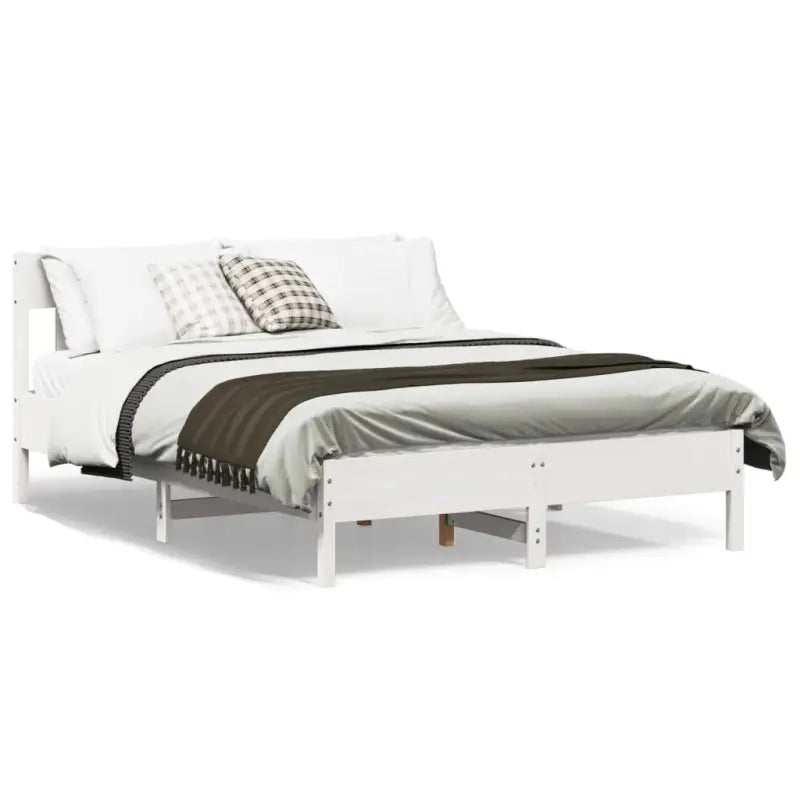 Massief Grenenhout Bedframe met Multiplex Lattenbodem voor Uitstekende Ondersteuning - Wit / 140 x 200 cm - Bedden &