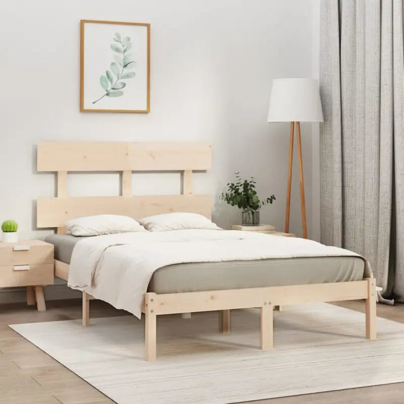 Massief grenenhout bedframe met tijdloos ontwerp voor je slaapkamer - Naturel / 150 x 200 cm - Bedden & bedframes
