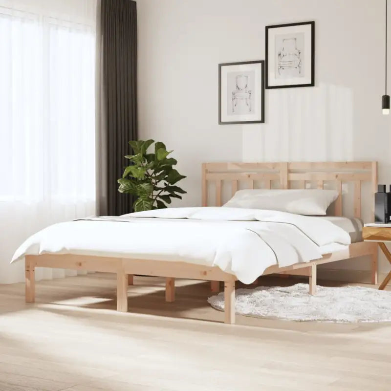 Massief Grenenhout Bedframe met Tijdloos Ontwerp voor Slaapkamers - Naturel / 135 x 190 cm - Bedden & bedframes