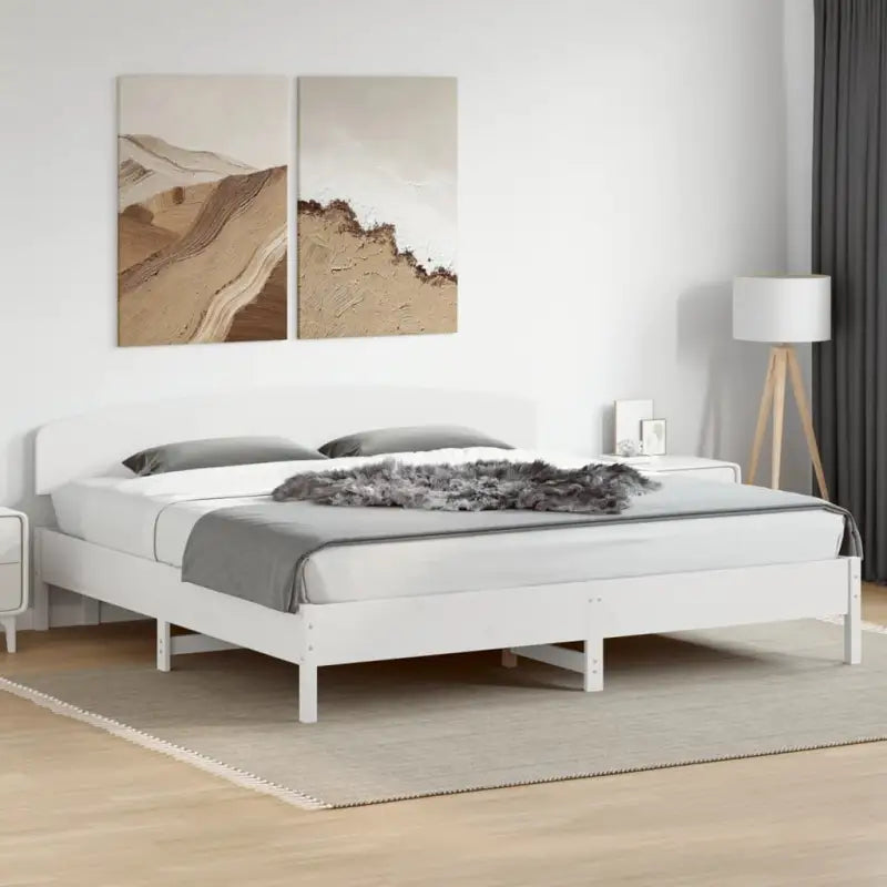 Massief Grenenhout Bedframe met Uitstekende Ondersteuning - Wit / 200 x 200 cm - Bedden & bedframes