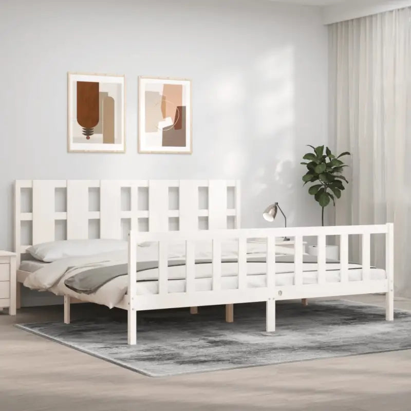 Massief grenenhout bedframe voor een comfortabele en natuurlijke slaapkamer - Wit / 200 x 200 cm - Bedden & bedframes