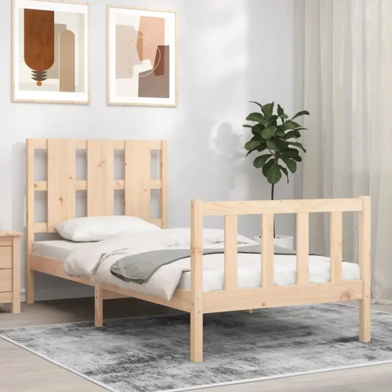 Massief grenenhout bedframe voor een comfortabele en natuurlijke slaapkamer - Naturel / 100 x 200 cm - Bedden &