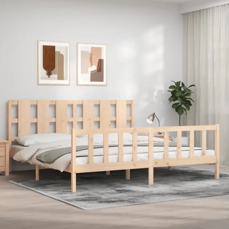 Massief grenenhout bedframe voor een comfortabele en natuurlijke slaapkamer - Naturel / 180 x 200 cm - Bedden &