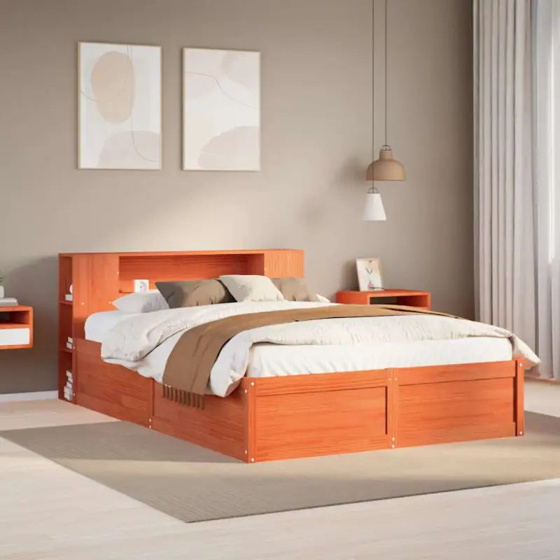 Massief grenenhout bedframe voor een goede nachtrust en decoratie - Wasbruin / 120 x 200 cm - Bedden & bedframes
