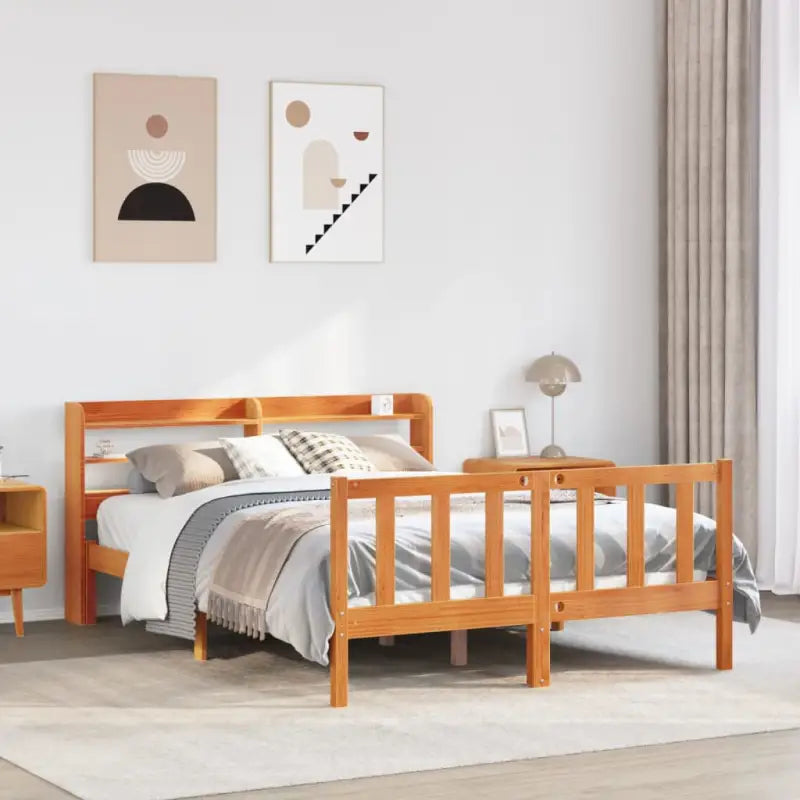 Massief Grenenhout bedframe voor een goede nachtrust en natuurlijke uitstraling - Wasbruin / 120 x 190 cm - Bedden &