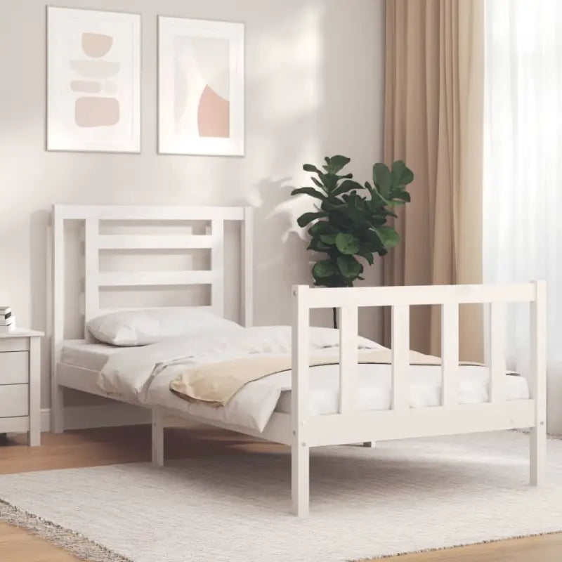 Massief grenenhout bedframe voor een goede nachtrust en natuurlijke uitstraling - Wit / 90 x 190 cm - Bedden & bedframes