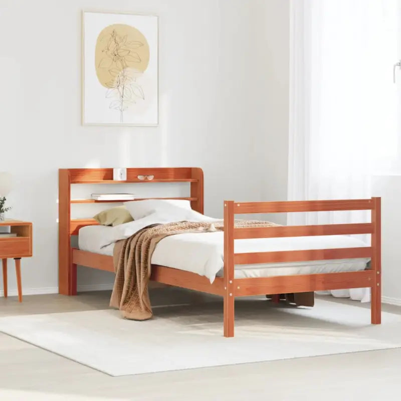 Massief grenenhout bedframe voor een goede nachtrust en natuurlijke uitstraling - Wasbruin / 90 x 190 cm - Bedden &
