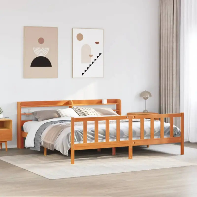 Massief Grenenhout bedframe voor een goede nachtrust en natuurlijke uitstraling - Wasbruin / 200 x 200 cm - Bedden &