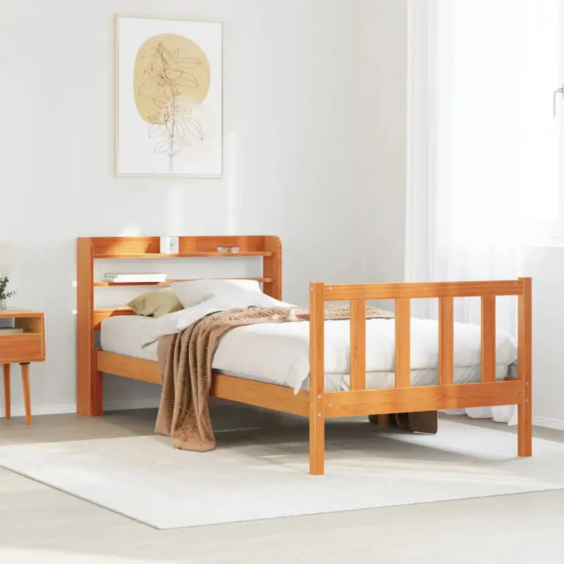 Massief Grenenhout bedframe voor een goede nachtrust en natuurlijke uitstraling - Wasbruin / 90 x 190 cm - Bedden &