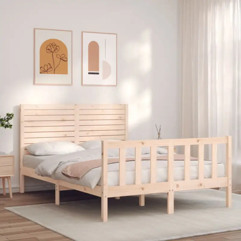 Massief grenenhout bedframe voor een goede nachtrust en natuurlijke stijl - Naturel / 140 x 200 cm - Bedden & bedframes