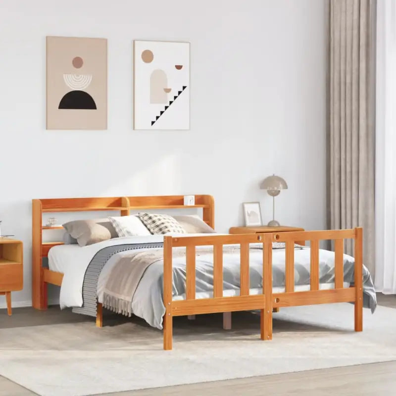 Massief Grenenhout bedframe voor een goede nachtrust en natuurlijke uitstraling - Wasbruin / 150 x 200 cm - Bedden &