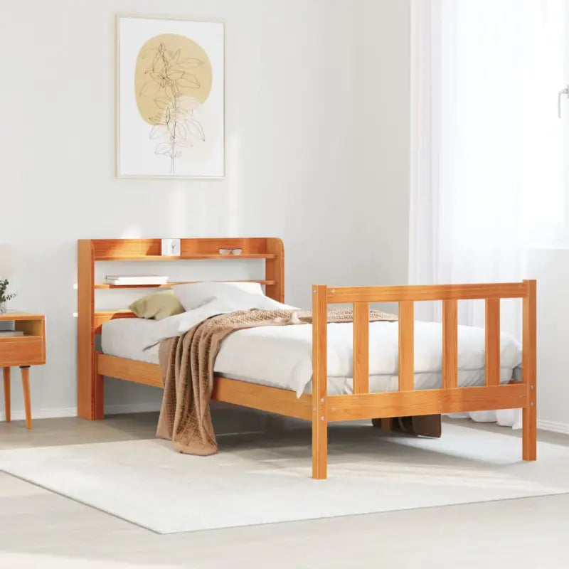 Massief Grenenhout bedframe voor een goede nachtrust en natuurlijke uitstraling - Wasbruin / 100 x 200 cm - Bedden &