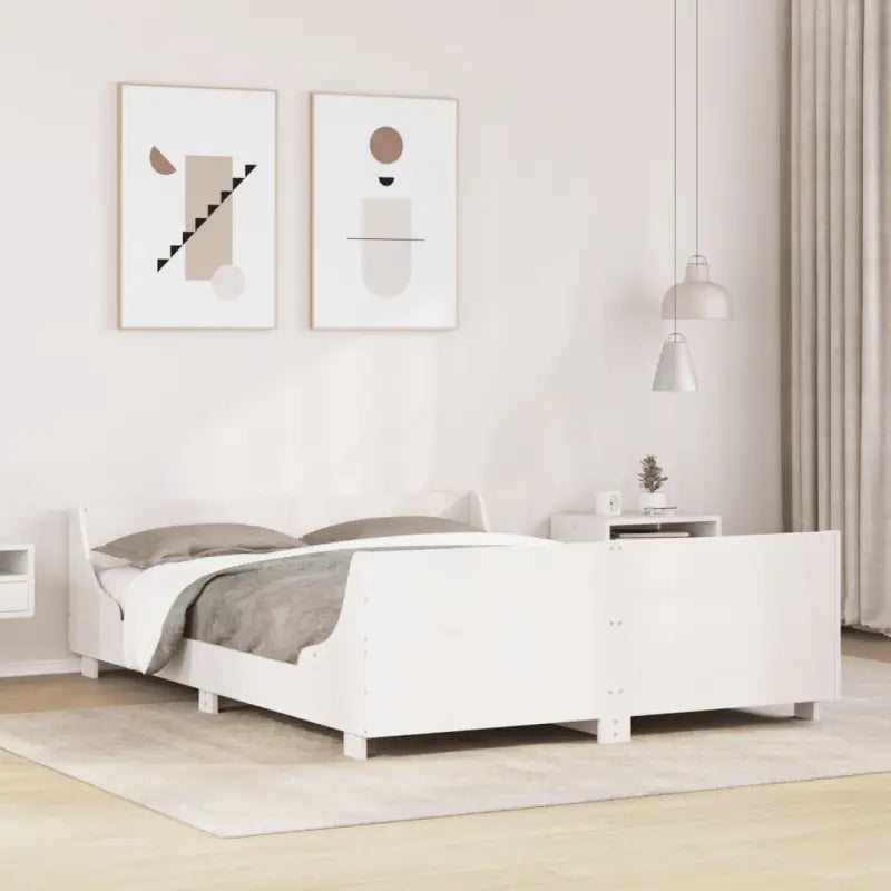 Massief grenenhout bedframe voor een moderne slaapkamer uitstraling - Wit / 140 x 200 cm - Bedden & bedframes
