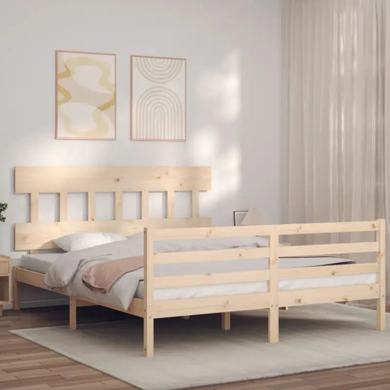 Massief Grenenhout Bedframe voor een Natuurlijke en Comfortabele Slaapruimte - Naturel / 150 x 200 cm / Laag - Bedden &