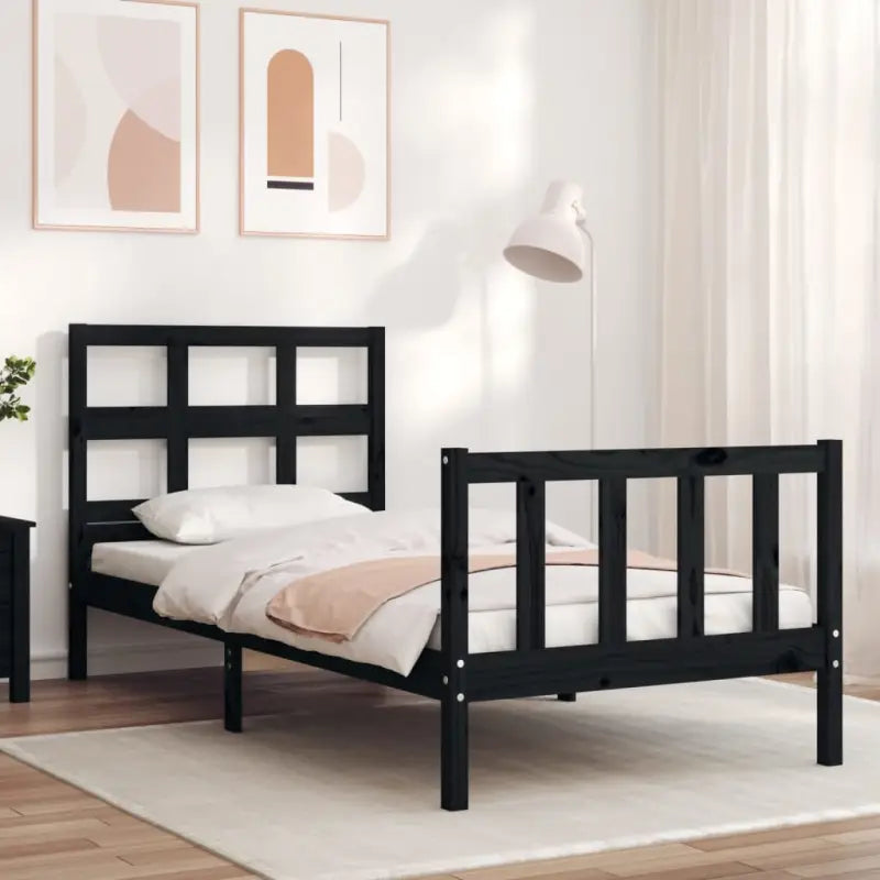 Massief Grenenhout Bedframe voor een Natuurlijke en Comfortabele Slaapruimte - Zwart / 75 x 190 cm - Bedden & bedframes