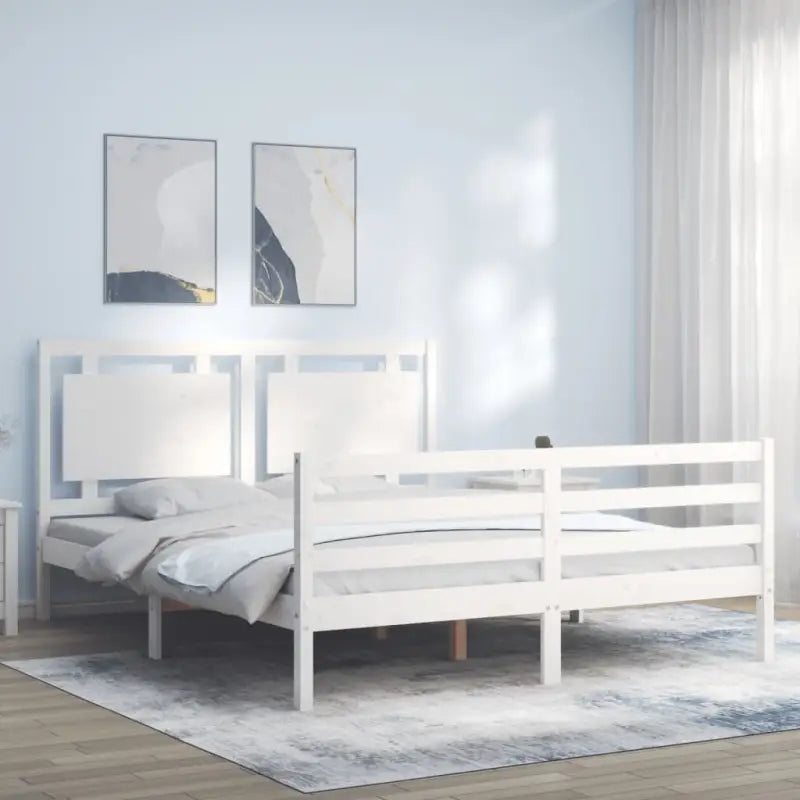 Massief grenenhout bedframe voor een natuurlijke en comfortabele slaapkamer - Wit / 150 x 200 cm - Bedden & bedframes