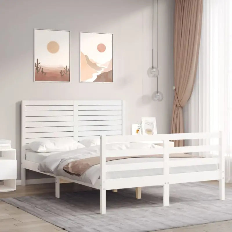 Massief grenenhout bedframe voor een natuurlijke en comfortabele slaapruimte - Wit / 120 x 200 cm - Bedden & bedframes