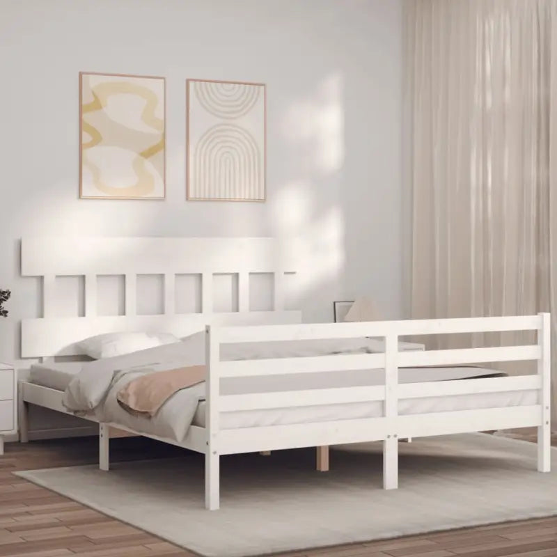 Massief Grenenhout Bedframe voor een Natuurlijke en Comfortabele Slaapruimte - Wit / 160 x 200 cm / Laag - Bedden &