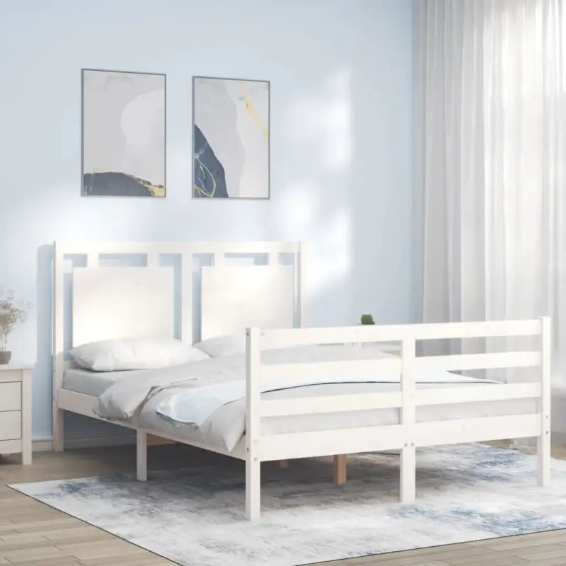 Massief grenenhout bedframe voor een natuurlijke en comfortabele slaapkamer - Wit / 120 x 190 cm - Bedden & bedframes