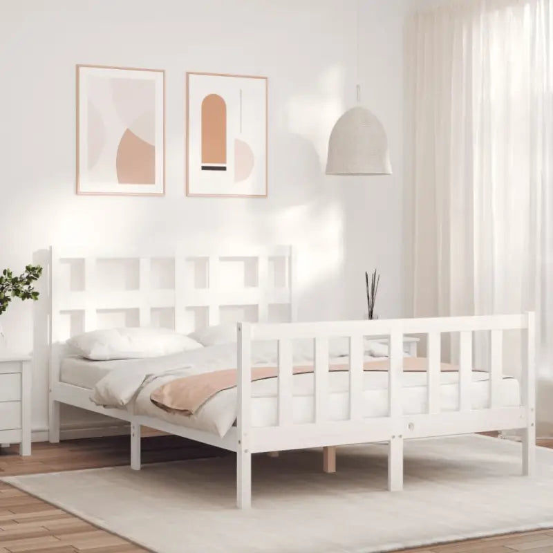 Massief Grenenhout Bedframe voor een Natuurlijke en Comfortabele Slaapruimte - Wit / 120 x 190 cm - Bedden & bedframes