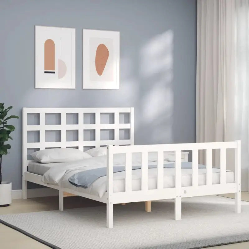 Massief Grenenhout Bedframe voor Een Natuurlijke en Decoratieve Slaapruimte - Wit / 120 x 200 cm - Bedden & bedframes