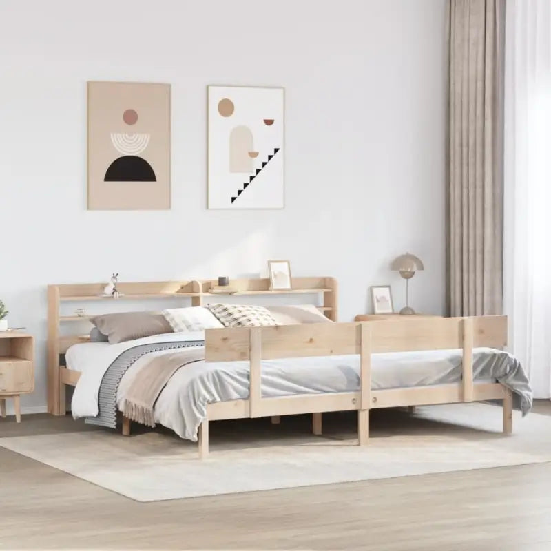 Massief Grenenhout Bedframe voor een Natuurlijke en Decoratieve Slaapkamer - Naturel / 180 x 200 cm - Bedden & bedframes