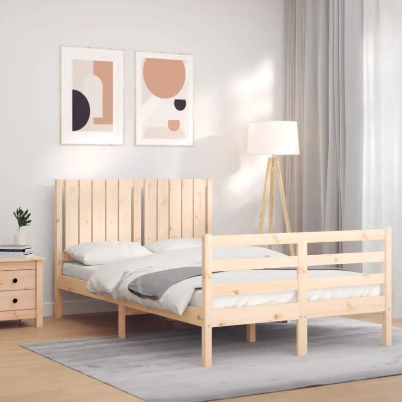 Massief Grenenhout Bedframe voor een Natuurlijke en Decoratieve Slaapruimte - Naturel / 120 x 190 cm - Bedden &