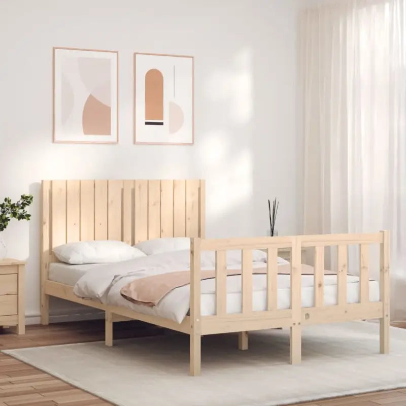 Massief Grenenhout Bedframe voor Een Natuurlijke en Decoratieve Slaapkamer - Naturel / 120 x 190 cm - Bedden & bedframes