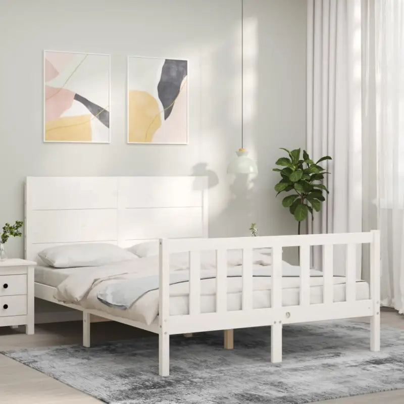 Massief Grenenhout Bedframe voor een Natuurlijke en Stevige Slaapplek - Wit / 120 x 190 cm - Bedden & bedframes