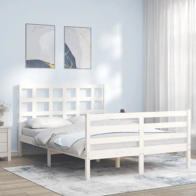Massief Grenenhout Bedframe voor een Praktische en Natuurlijke Slaapruimte - Wit / 120 x 200 cm - Bedden & bedframes