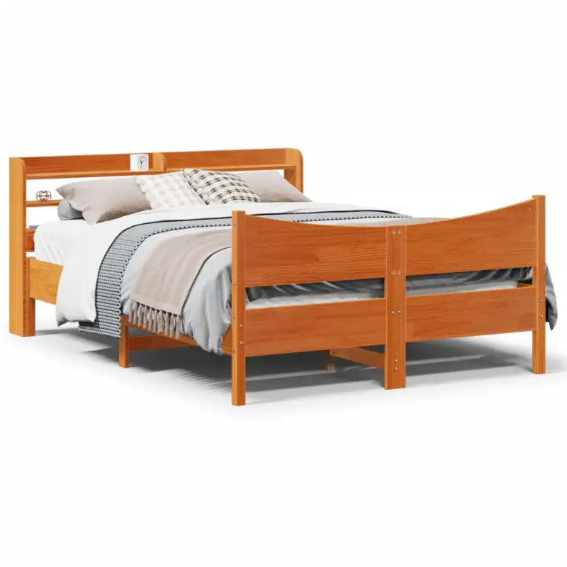 Massief grenenhout bedframe voor een stabiele en duurzame slaapkamer - Wasbruin / 140 x 190 cm - Bedden & bedframes