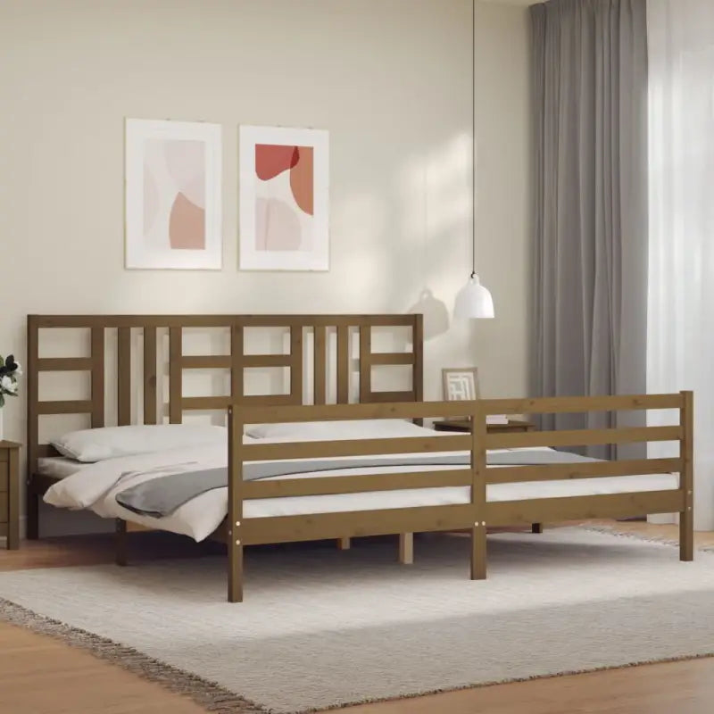 Massief grenenhout bedframe voor een stabiele en natuurlijke uitstraling - Honingbruin / 200 x 200 cm - Bedden &