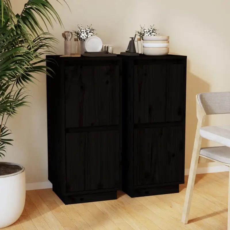 Massief Grenenhout Dressoir voor Praktisch en Decoratief Gebruik - Zwart / 2 - Dressoirs & buffetkasten