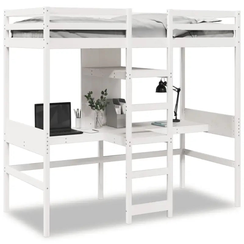 Massief Grenenhout Hoogslaper met Bureau Ideale Keuze voor Beperkte Ruimte - Bedden & bedframes