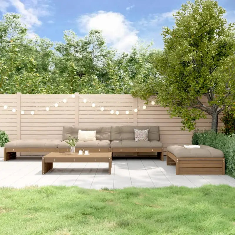 Massief Grenenhout Loungeset voor Tuin of Terras met Zachte Kussens - Tuinsets