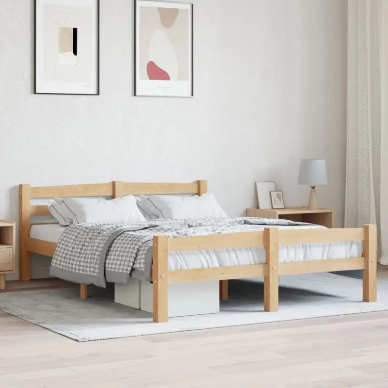 Massief Grenenhout Modern Bedframe voor een stijlvolle slaapkamer - Lichtbruin / 140 x 200 cm - Bedden & bedframes