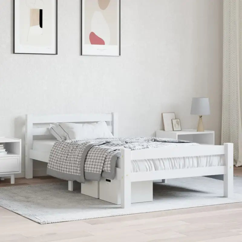 Massief Grenenhout Modern Bedframe voor een stijlvolle slaapkamer - Wit / 100 x 200 cm - Bedden & bedframes