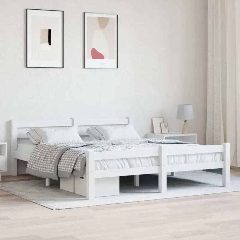 Massief Grenenhout Modern Bedframe voor een stijlvolle slaapkamer - Wit / 160 x 200 cm - Bedden & bedframes
