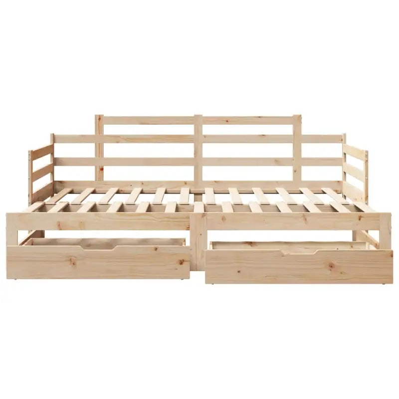 Massief Grenenhouten 2-in-1 slaapbank met onderschuifbed - Bedden & bedframes